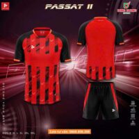 Bộ quần áo bóng đá phủi thiết kế Justplay Passat II màu vàng đỏ