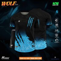 Bộ quần áo bóng đá thiết kế Amac Wolf hoạ tiết sói cào nhiều màu cam