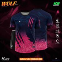 Bộ quần áo bóng đá thiết kế Amac Wolf hoạ tiết sói cào nhiều màu cam