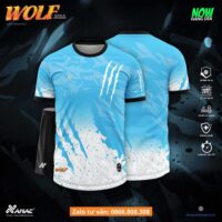 Bộ quần áo bóng đá thiết kế Amac Wolf hoạ tiết sói cào nhiều màu cam