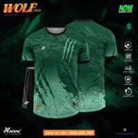 Bộ quần áo bóng đá thiết kế Amac Wolf hoạ tiết sói cào nhiều màu cam