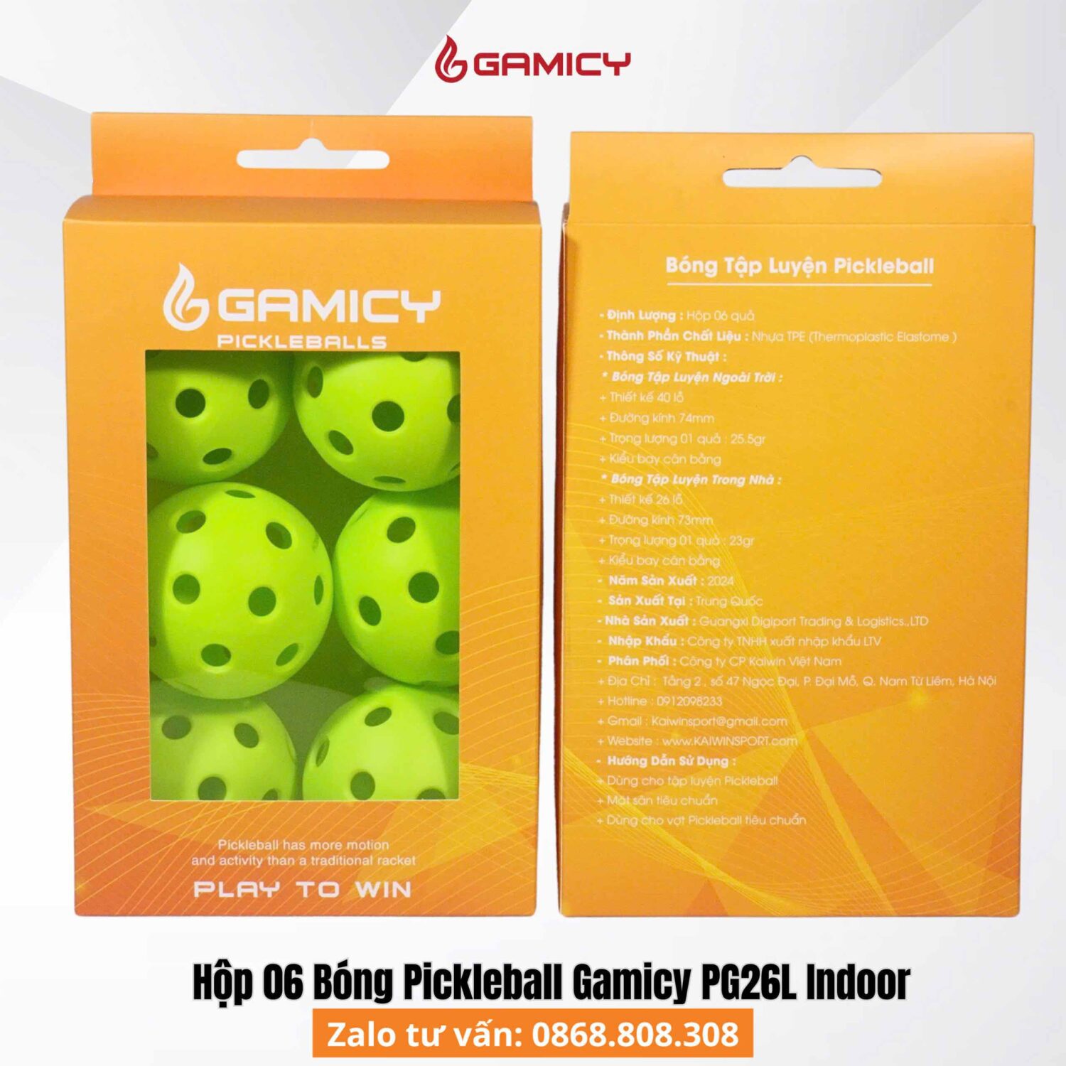 Bóng pickleball Gamicy Pg26L trong nhà xanh