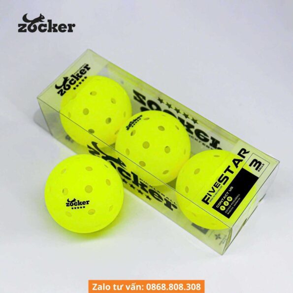 Bóng thi đấu Pickleball Five Star chính hãng zocker màu vàng