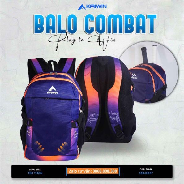 Balo combat thể thao chính hãng Kaiwin tím cam