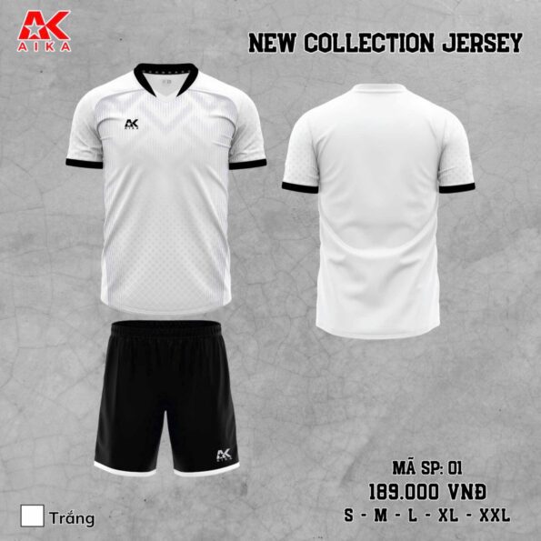 Bộ quần áo bóng đá Aika 01 chính hãng vải thun rmz fabric nhiều màu trắng