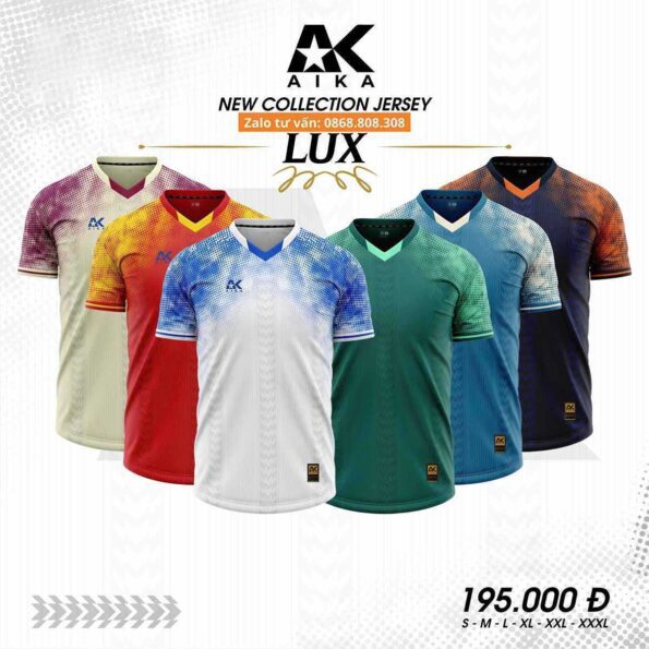 Bộ quần áo bóng đá Aika Lux chính hãng vải thun rmz fabric nhiều màu