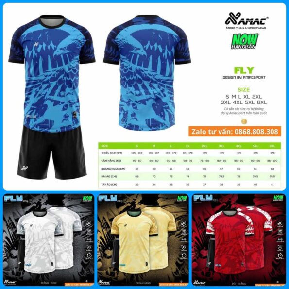 Bộ quần áo bóng đá Fly Amac chính hãng nhiều màu