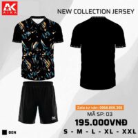 Bộ quần áo bóng đá aika 03 chính hãng vải thun rmz fabric nhiều màu đen 1