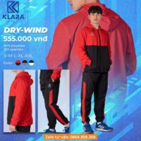 Bộ quần áo khoác gió Klara Bry Wind chính hãng nhiều màu đỏ than đen