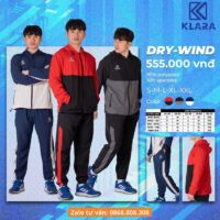 Bộ quần áo khoác gió Klara Bry Wind chính hãng nhiều màu đỏ than đen