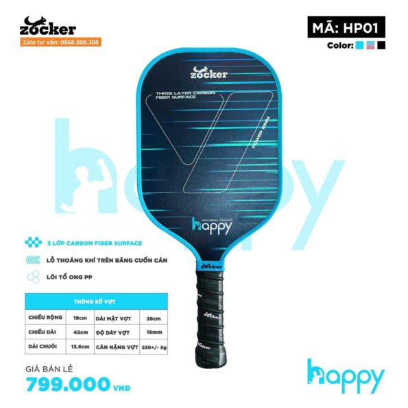 Vợt Pickleball Zocker Happy HP01 Standard Màu xanh