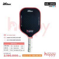 Vợt Pickleball Zocker Happy HP3 Premium Quality Pink Blue viền 2 màu xanh 1