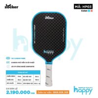 Vợt Pickleball Zocker Happy HP3 Premium Quality Pink Blue viền 2 màu xanh 1