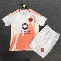 Bộ quần áo bóng đá AS Roma 24 25 trắng cam sân khách có logo adidas mặt trước
