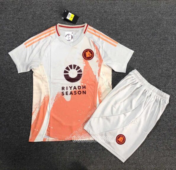 Bộ quần áo bóng đá AS Roma 24 25 trắng cam sân khách mặt trước