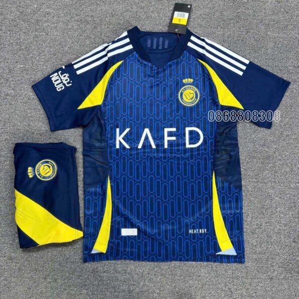 Bộ quần áo bóng đá Al Nassr 24 25 xanh sân khách away năm 2024 2025 mặt trước