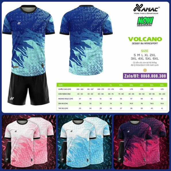 Bộ quần áo bóng đá Amac Volcano chính hãng nhiều màu