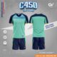 Bộ quần áo bóng đá C450 CRO Fabic CV Sport nhiều màu xanh ngọc