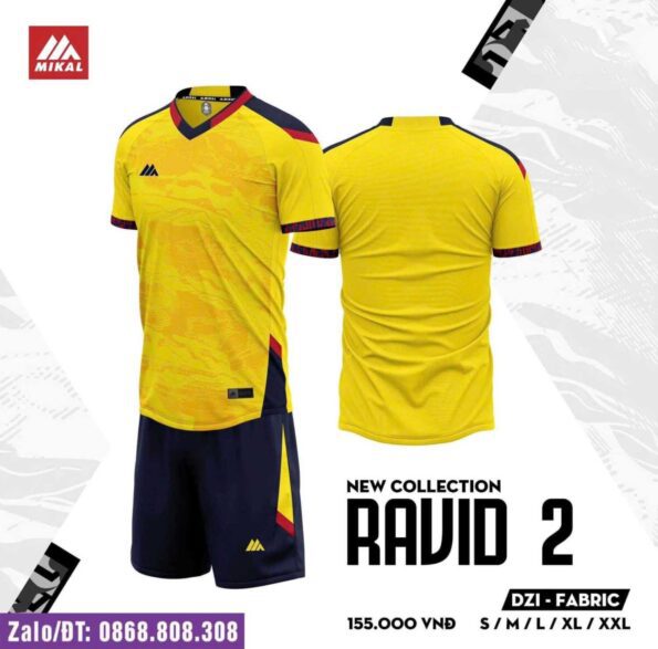 Bộ quần áo bóng đá Mikal Ravid 2.0 chính hãng vải Dzi Fabric màu vàng đen