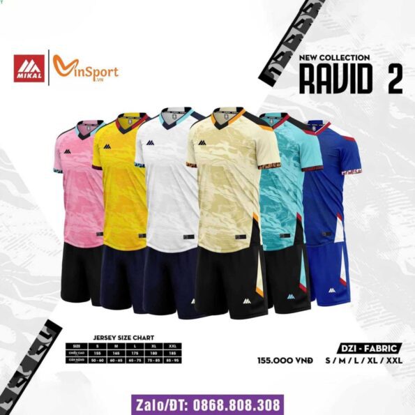 Bộ quần áo bóng đá Mikal Ravid 2.0 chính hãng vải Dzi Fabric nhiều màu