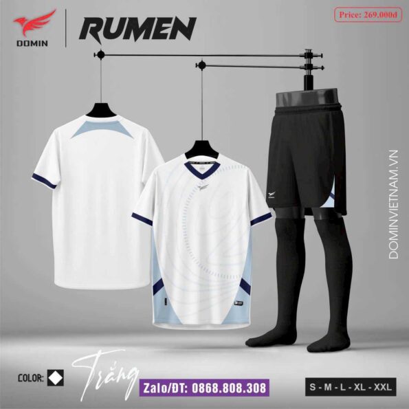 Bộ quần áo bóng đá Rumen Domin vải caro thái nhiều màu trắng đen