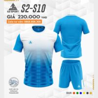 Bộ quần áo bóng đá S2-10 chính hãng s2 sport hoạ tiết layer box nhiều màu xanh trắng