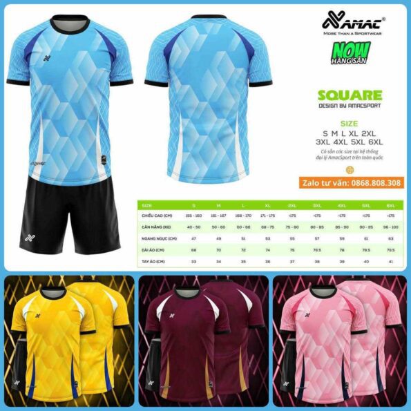 Bộ quần áo bóng đá Square Amac hoạ tiết line hộp khối màu