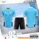 Bộ quần áo bóng đá Win 02 vải sợi mè tổ ong MD1 nhiều màu xanh blue