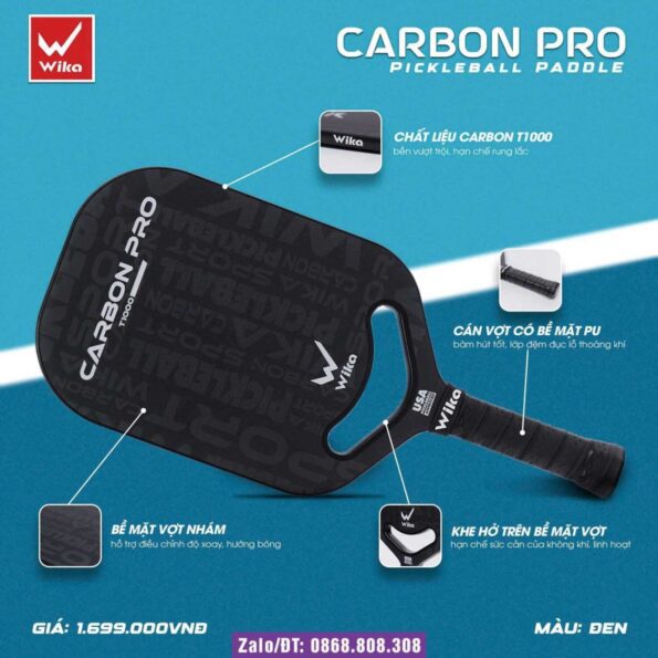 Vợt Pickleball Wika Carbon Pro T1000 chính hãng