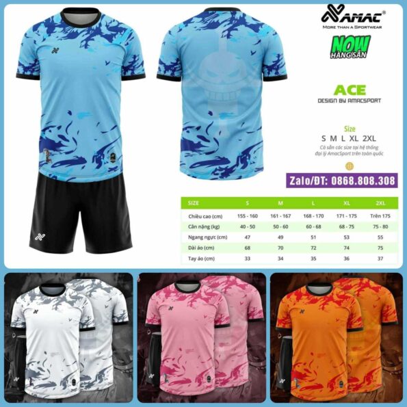 Bộ quần áo bóng đá Asce Amac chính hãng nhiều màu vải thun sợi mè caro thái