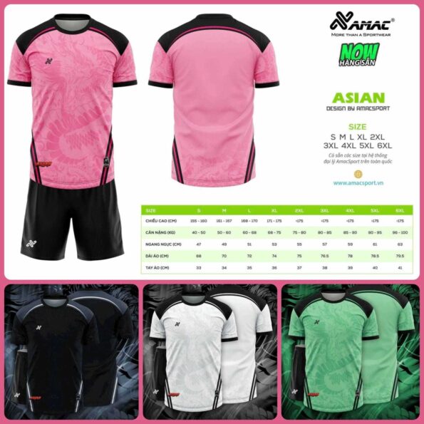 Bộ quần áo bóng đá Asian Amac hình rồng chính hãng nhiều màu vải caro thái