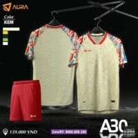Bộ quần áo bóng đá Aura A30 vải mềm thoáng khí nhiều màu vàng be đỏ