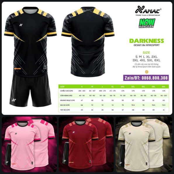 Bộ quần áo bóng đá Darkness Amac chính hãng nhiều màu vải caro thái