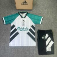 Bộ quần áo bóng đá Liverpool 1992 Carlsberg trắng xanh đen vải thái mặt trước 2