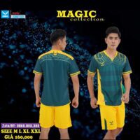 Bộ quần áo bóng đá Magic Nidu vải fex thái chính hãng màu xanh vàng