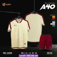Bộ quần áo bóng đá Aura A40 chính hãng vải mềm thoáng khí nhiều màu vàng nhạt bie