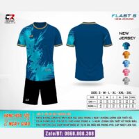 Bộ quần áo bóng đá CR FLAST 5 chính hãng Cr Sport cổ tròn nhiều màu xanh biển