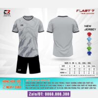 Bộ quần áo bóng đá CR FLAST 7 chính hãng Cr Sport cổ tròn nhiều màu xám