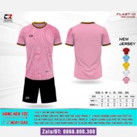 Bộ quần áo bóng đá CR Flast 10 chính hãng Cr Sport cổ tròn nhiều màu hồng