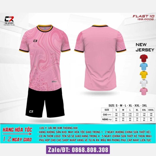 Bộ quần áo bóng đá CR Flast 10 chính hãng Cr Sport cổ tròn nhiều màu
