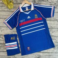 Bộ quần áo bóng đá Pháp 1996 màu xanh polo cổ bẻ mặt trước