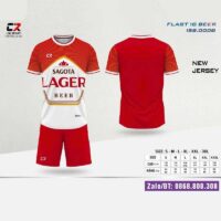 Bộ quần áo bóng đá thiết kế Bia Tiger – Bia Saigon – Bia Heineken 2 màu xanh trắng