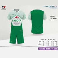 Bộ quần áo bóng đá thiết kế Bia Tiger – Bia Saigon – Bia Heineken 2 màu xanh trắng