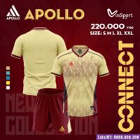 Bộ quần áo bóng đá Apollo Connect cổ tim chính hãng nhiều màu vàng be