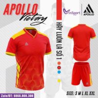 Bộ quần áo bóng đá Apollo Victory cổ tròn chính hãng cổ trái tim màu đỏ