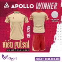 Bộ quần áo bóng đá Apollo Winner cổ tròn chính hãng vải mè màu vàng be