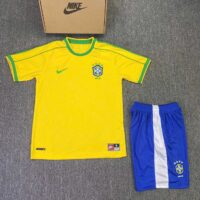 Ảnh đại diện Bộ quần áo bóng đá Brasil 1998 home sân nhà vàng xanh logo thêu trẻ em và người lớn