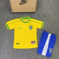 Ảnh đại diện Bộ quần áo bóng đá Brasil 1998 home sân nhà vàng xanh logo thêu trẻ em và người lớn