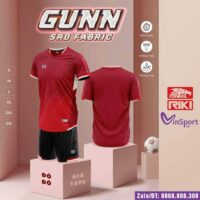 Bộ quần áo bóng đá Gunn Riki vải thun cổ tim vải SRD Fabric nhiều màu xanh biển
