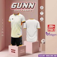 Bộ quần áo bóng đá Gunn Riki vải thun cổ tim vải SRD Fabric nhiều màu xanh biển